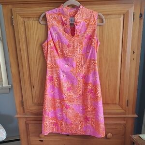 Lilly Pullitzer Sneaky Tiki Sheath Dress Cotton Great Condition 8